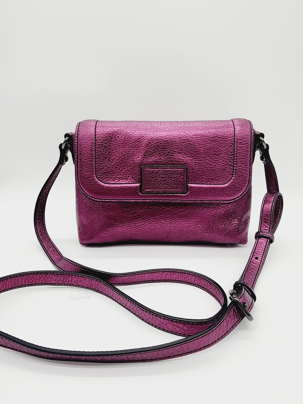 Marc Jacobs Abbott Leather Crossbody Bag Chic Purple Red Wine Small